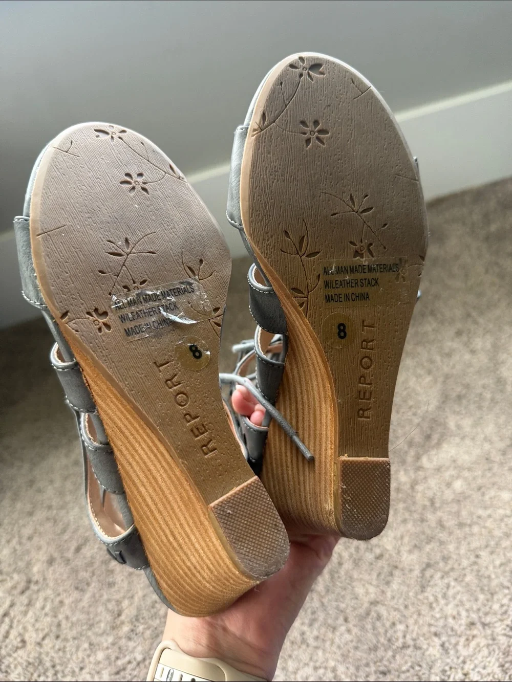 Report Gray Lace-Up Strappy Wedge Sandals